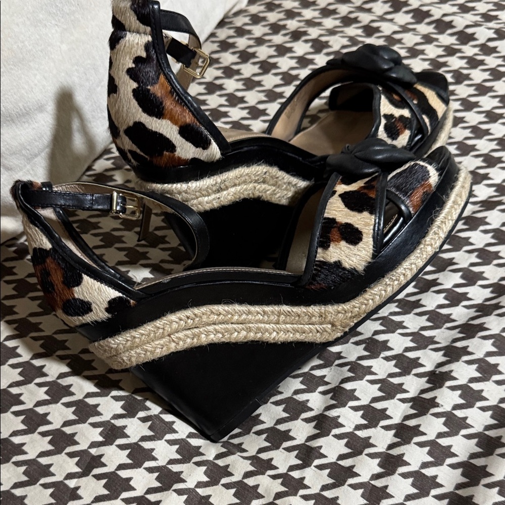 ANTONIO MELANI Black and Tan Espadrille Wedges - Picture 2 of 6